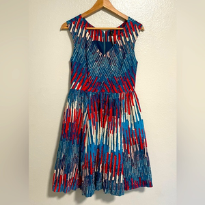 Plenty by Tracy Reese A-Line Dress Abstract Sleeveless V‎ Neck Red Blue Size 4P